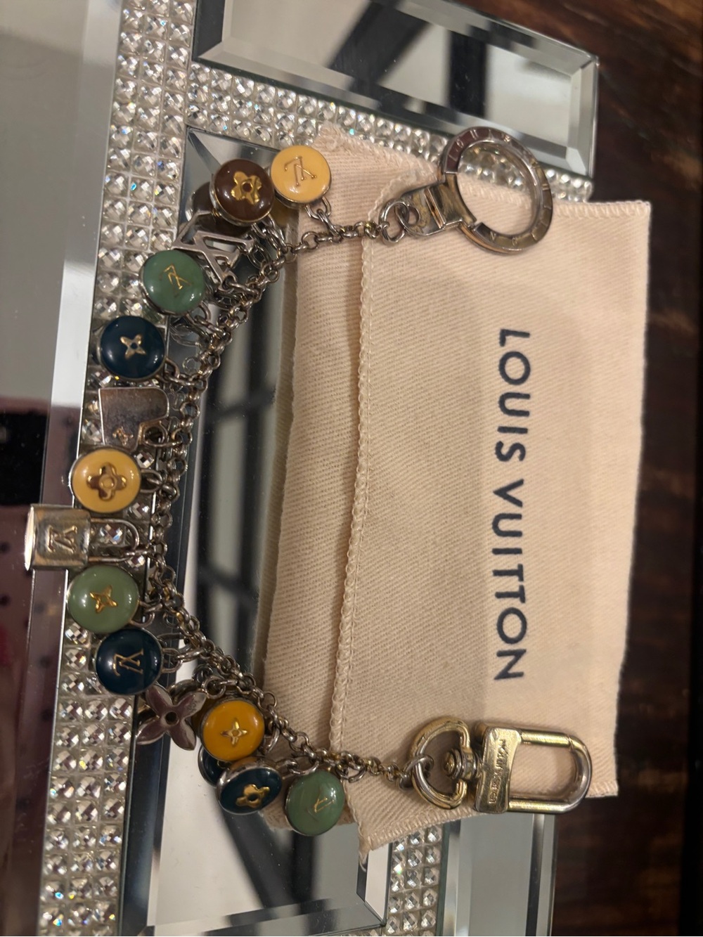 Authentic LOUIS VUITTON Bag charm Multicolor Porte Clés Chienne